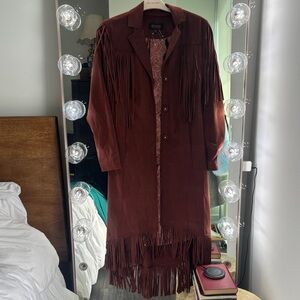Shyanne Chestnut Suede Coat with Paisley Lining